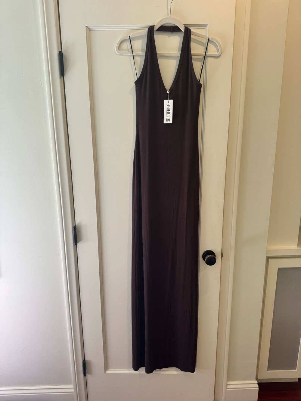 Eterne Chocolate Brown Halter Maxi Dress